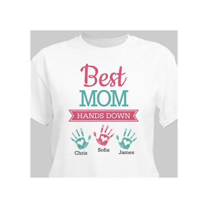 Personalized Best Mom Hands Down T-Shirt