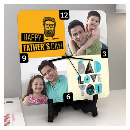 Father's Day Love Personalized Square Shaped Clock