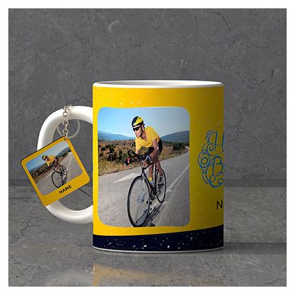 Fast Rider Personalized Birthday Keychain & Mug combo