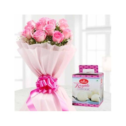 Rasgulla with Pink Rose