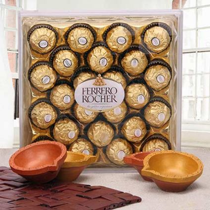 24 pieces of Ferrero Rocher and 4 diyas.