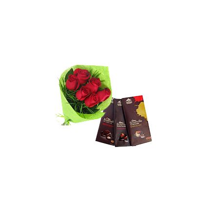 Chocolates with red roses