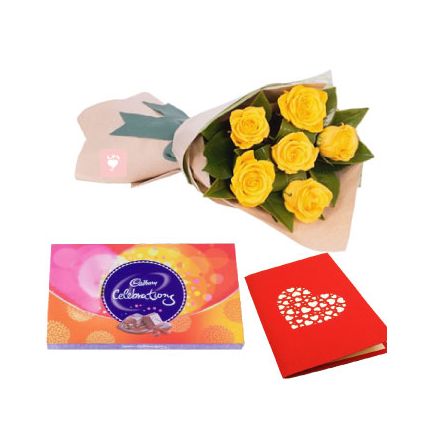 Greeting Card & Flower Hamper