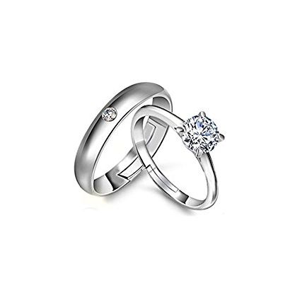 Valentine day special Platinum Plated Austrian Crystal Elegant Couple Adjustable Band Ring