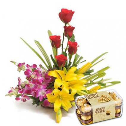 Ferrero Rocher with Flowers Arrangement