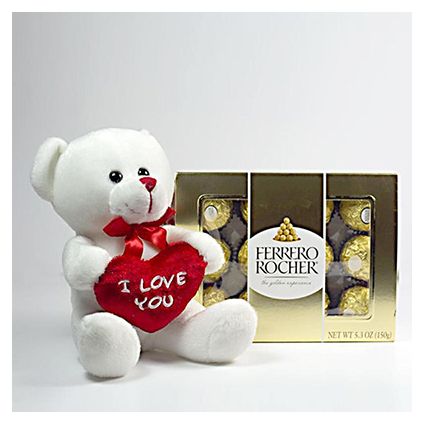 Box of ferrero rocher with teddy