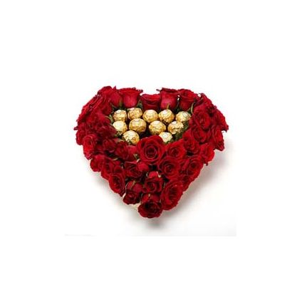 Roses and Chocolate in Heart Shaped