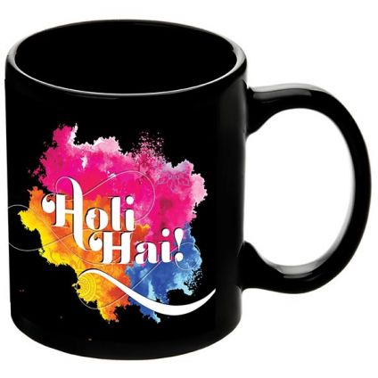 Holi Hai Black Mug