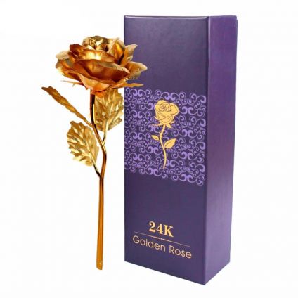 Golden Rose With Box