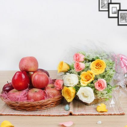 Apple With Mixed Roses