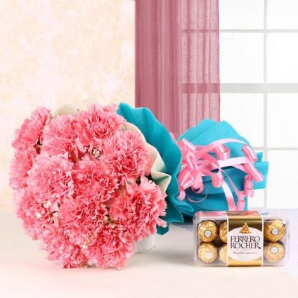 Pink Carnation with Ferrero Rocher