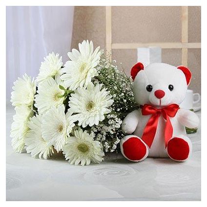 Gerberas N Teddy Bear