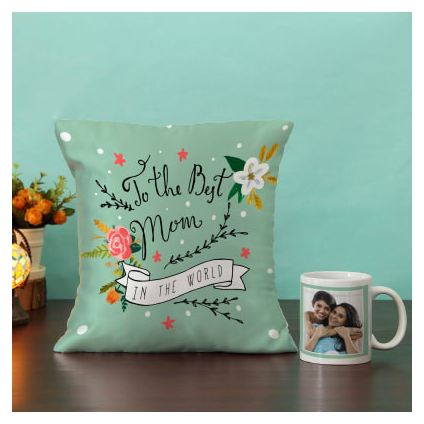 Personalized Mug with Cushion Hamper for Mom