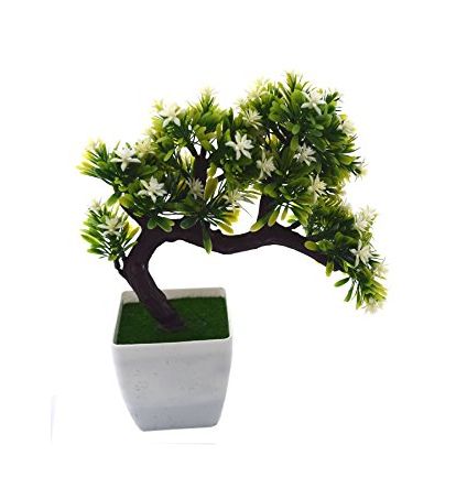 Yellow Melamine Artificial Drooping Bonsai Tree in a Vase