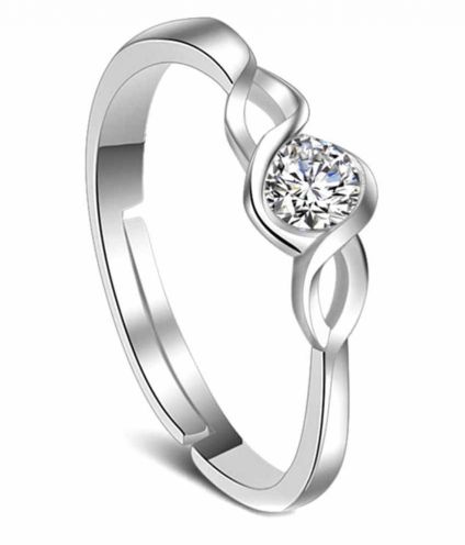 Platinum Plated Elegant Classic Crystal Adjustable Ring For Women