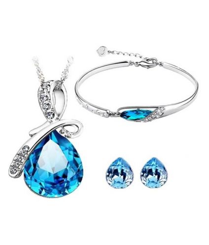 Austrian Crystal Pendant Set With Earrings And Bracelet