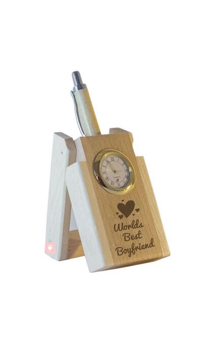 World's Best Boyfriend Pen with Stand and Clock.