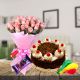 Pink Roses,Blackforest Cake,Balloons with Chocolate