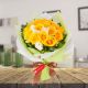 Yellow roses & 2 layer bamboo with Vase